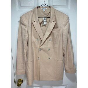 NEW Express Womens Sz 8 Stretch Double-Breasted Blazer Linen Old Money Minialist